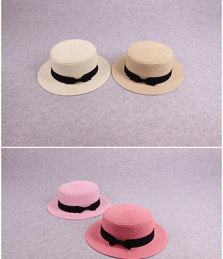 New Summer Parent-Child Bucket Cap Women Sun Visor Bowknot Straw Hat Girls Outdoor Beach Travel Sunshade Wide Cap