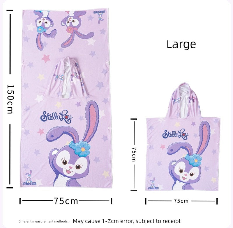 Portable Water-Absorbing Quick-Drying Hooded Changing Cover Bath Towel for Children